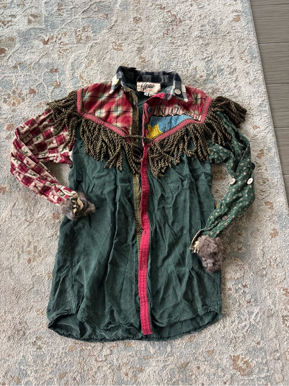 J. Wilde Patchwork Button-Down Shirt Jacket - Festive Christmas Attire